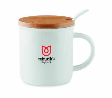 Logo trade business gifts image of: Porcelain mug with spoon