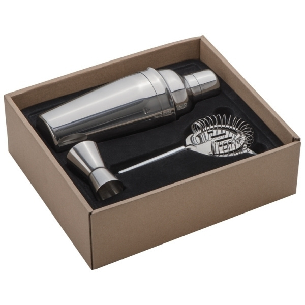Logo trade promotional gifts image of: Metal cocktail set, 3-piece MESSINA