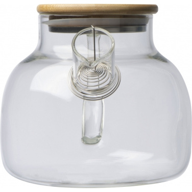 Logo trade advertising products image of: Glass jug with bamboo lid FRANKFURT 1000ml