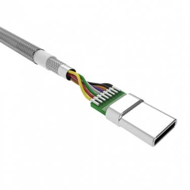 Logo trade business gifts image of: Nylon data transfer cable LK30 Type - C Quick Charge 3.0