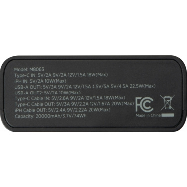 Logo trade promotional giveaway photo of: Power bank 20 000 mAh MARABELLA MoLu