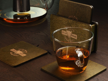 Logo trade promotional products image of: Wooden box with 4 coasters 1871121