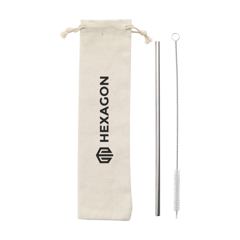 Logotrade promotional gift image of: Reusable 1 piece ECO Straw Set stainless-steel straw