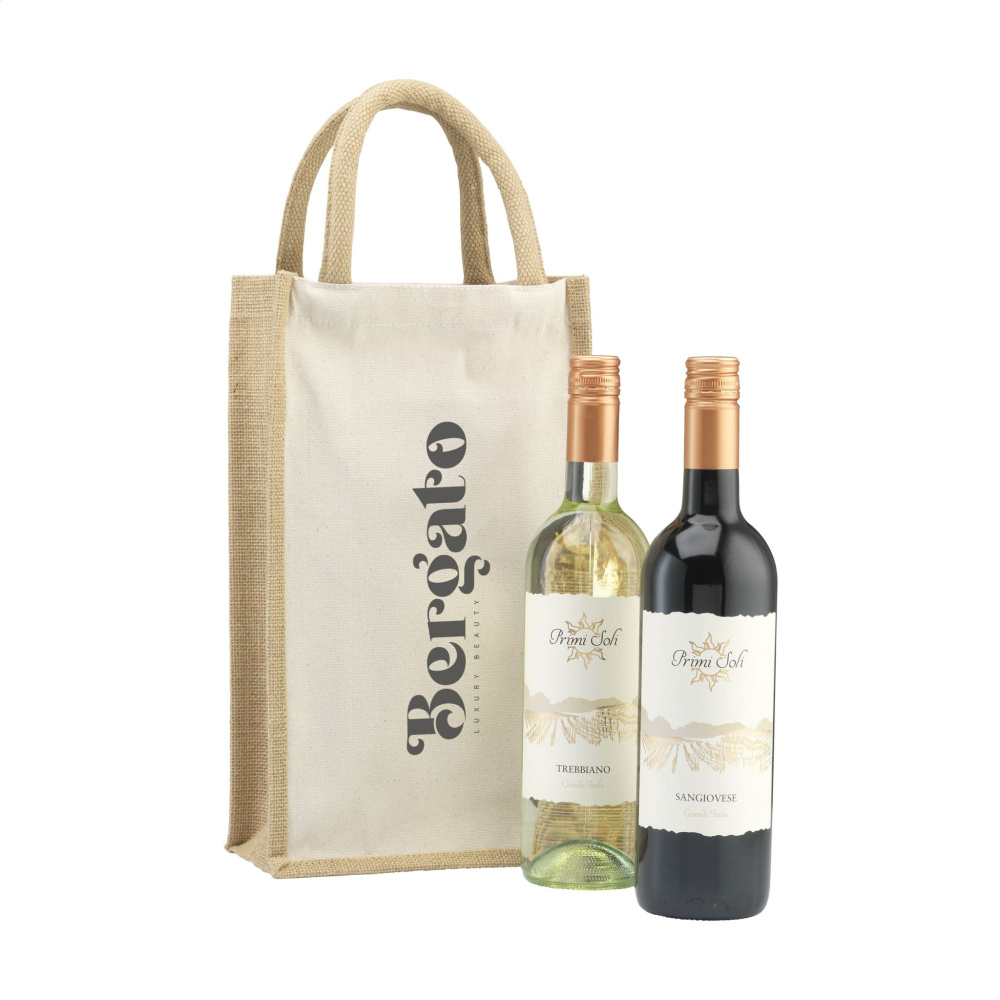 Logo trade promotional giveaways picture of: Jute Canvas Double Wine Bag