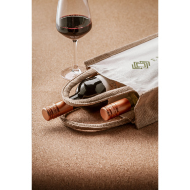 Logotrade business gift image of: Jute Canvas Double Wine Bag