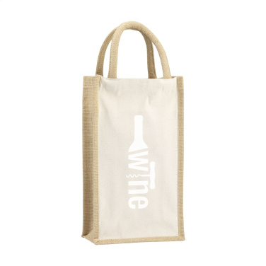 Logo trade promotional giveaways picture of: Jute Canvas Double Wine Bag