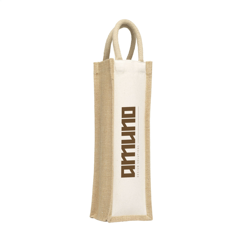 Logo trade promotional giveaways image of: Jute Canvas Wine Bag