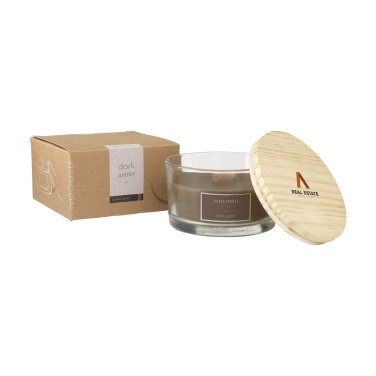 Logo trade promotional merchandise image of: Wooosh Flame Scented Candle Dark Amber