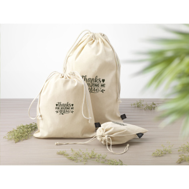 Logo trade business gift photo of: Gift Pouch Natural GRS Recycled Cotton (150 g/m²) S
