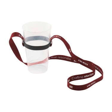 Logo trade corporate gifts image of: Lanyard Sublimation RPET 1.5 cm with Cup holder