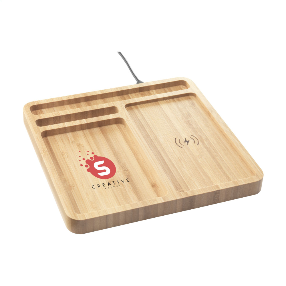 Logo trade advertising product photo of: Bamboo Organizer charger