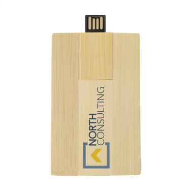 Logo trade promotional giveaway photo of: CreditCard USB Bamboo 64 GB