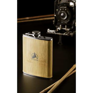 Logo trade promotional gifts image of: Hipflask Bamboo 200 ml drinking bottle