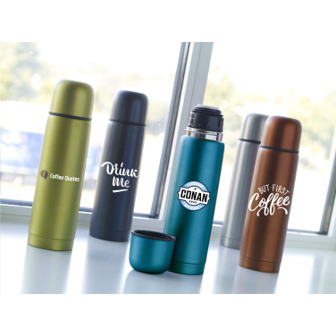 Logotrade promotional merchandise picture of: Frosted Bottle RCS Recycled Steel 500 ml thermo bottle