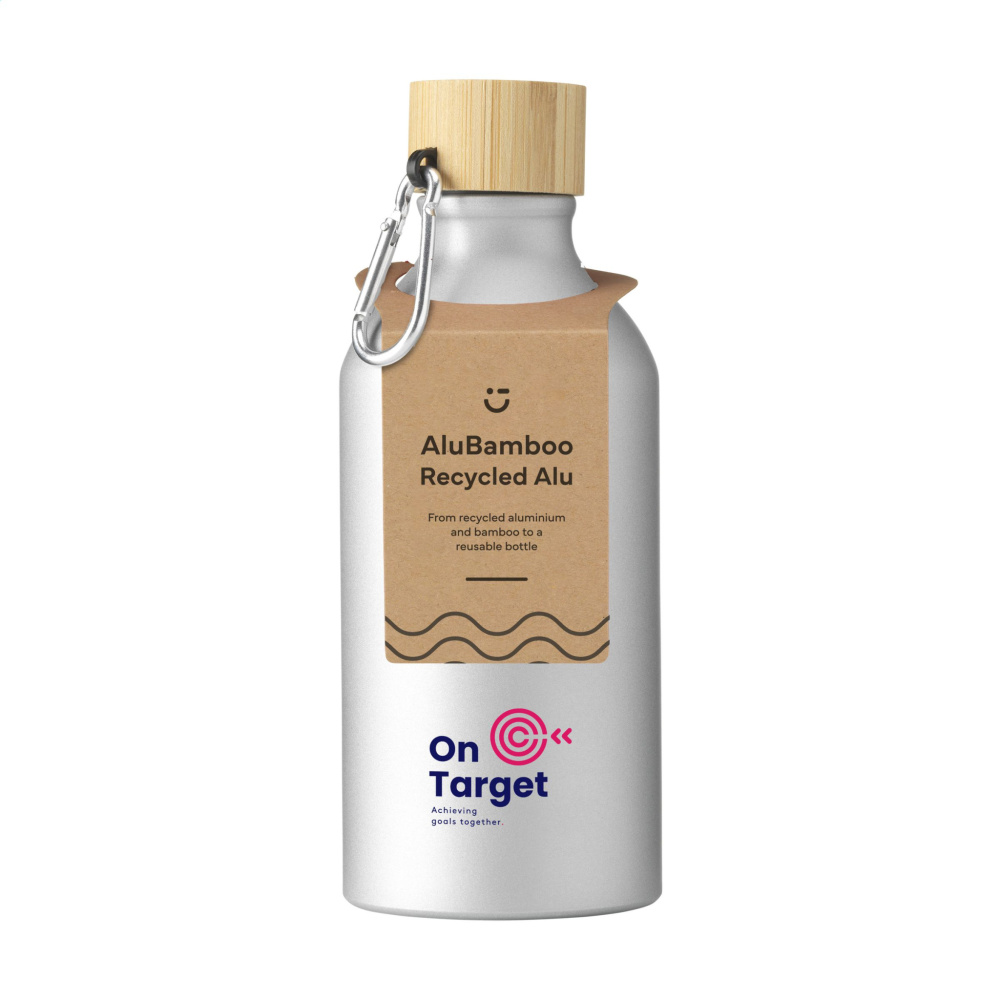 Logo trade promotional giveaway photo of: AluBamboo GRS Recycled Alu 500 ml water bottle