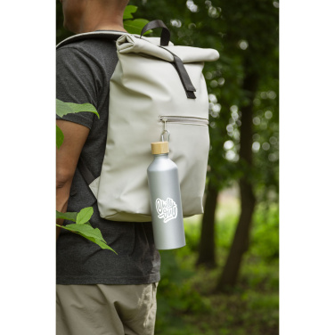 Logo trade promotional merchandise image of: AluBamboo GRS Recycled Alu 750 ml water bottle