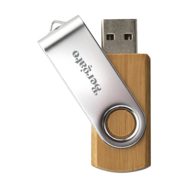 Logo trade promotional gift photo of: USB Twist Bamboo 16 GB