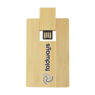 Logo trade business gift photo of: CreditCard USB Bamboo 8 GB