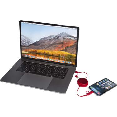 Logotrade promotional gift image of: Alasia 5-in-1 100 cm recycled plastic and aluminium retractable data sync and 45W fast charge cable