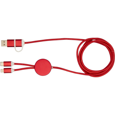 Logotrade promotional gift image of: Alasia 5-in-1 recycled aluminium and plastic 150 cm data sync and 27W fast charge cable