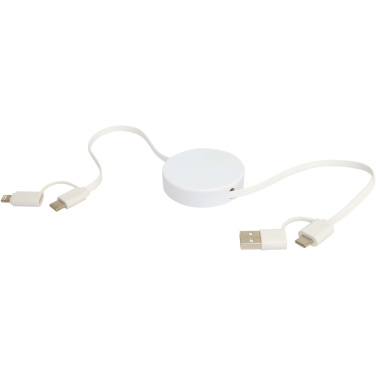 Logo trade corporate gifts image of: Citala 5-in-1 recycled plastic 90 cm retractable data sync and 40W fast charge cable