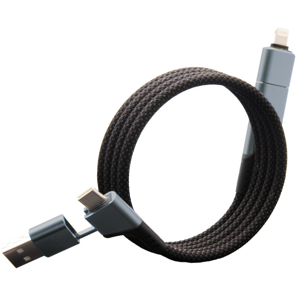 Logotrade promotional gift image of: SCX.design C52 100W 4-in-1 rPET magnetic ultra fast charging cable 
