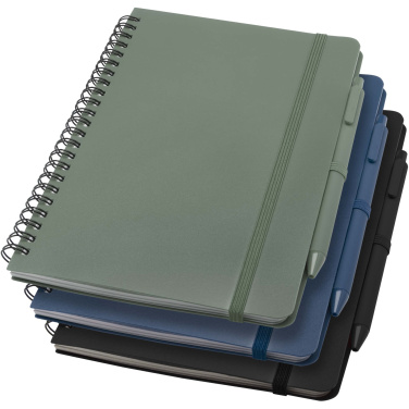 Logo trade promotional item photo of: Thalaasa A5 ocean-bound hard cover notebook with ballpoint pen (black ink)