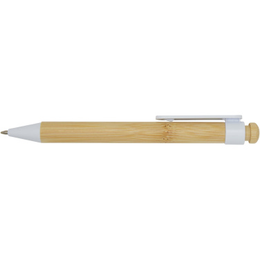 Logo trade promotional gift photo of: Rattan bamboo and recycled plastic ballpoint pen (black ink)