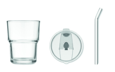 Logotrade promotional giveaways photo of: Glass tumbler with straw 400ml