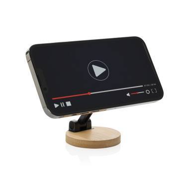 Logo trade advertising product photo of: Magmount RCS recycled plastic and bamboo phone stand