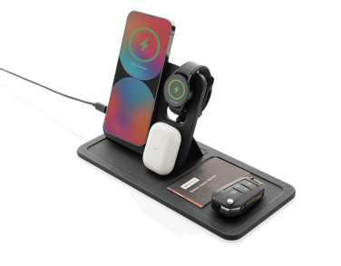 Logotrade promotional gift picture of: Swiss Peak 3 in 1 RCS recycled PU wireless charger desk tray
