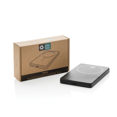 Logo trade promotional gifts image of: Orion RCS recycled aluminum 5000 mah 5W magnetic powerbank