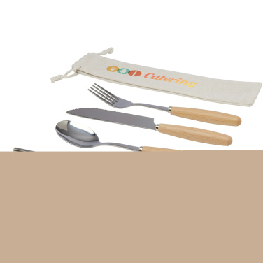 Logo trade advertising product photo of: Root 5-piece stainless steel and beech wood cutlery set