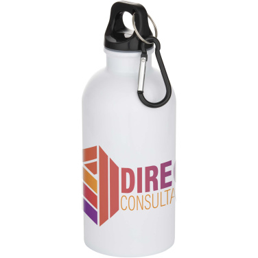 Logotrade promotional merchandise photo of: Oregon 400 ml sublimation RCS recycled single wall stainless steel water bottle with carabiner