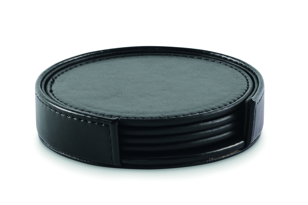Logo trade promotional items image of: Set of 4 PU coasters