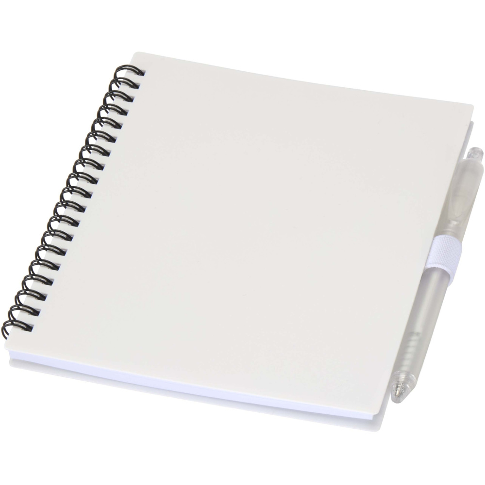 Logotrade promotional giveaway picture of: Niove recycled plastic soft cover notebook and ballpoint pen set (blue ink)