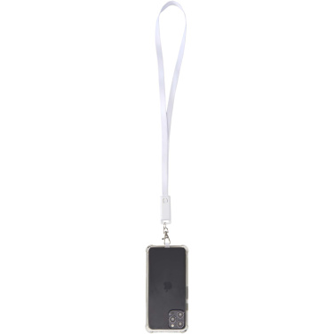 Logotrade promotional product picture of: Franz recycled plastic smartphone lanyard with built-in data sync and 65W fast charge 5-in-1 cable