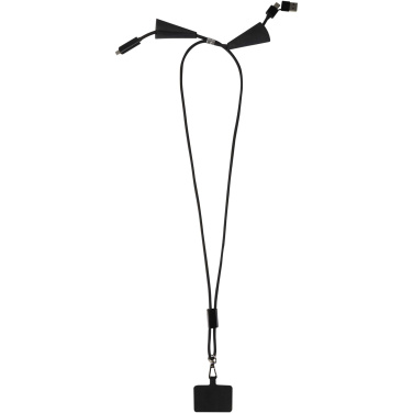 Logo trade promotional giveaways picture of: Funi recycled plastic smartphone lanyard with built-in data sync and 100W fast charge 5-in-1 cable