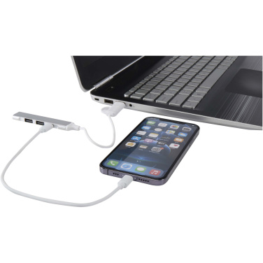 Logotrade corporate gift image of: Alkaid 4-port recycled aluminium USB-A and Type-C hub with dual input