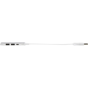 Logotrade promotional giveaway picture of: Alkaid 4-port recycled aluminium USB-A and Type-C hub with dual input