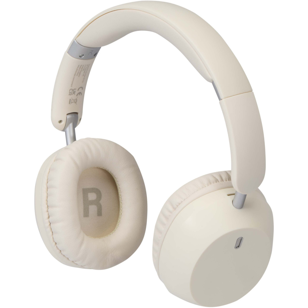 Logo trade promotional item photo of: Hoggar recycled plastic over-ear foldeable ANC and ENC headphones
