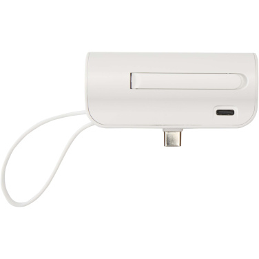 Logotrade promotional item picture of: Alnair 5000 mAh 10W recycled plastic Type-C power bank with built-in flip stand and 2-in-1 cable