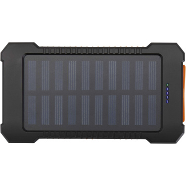Logo trade promotional merchandise picture of: Altair 5000 mAh 10W recycled plastic rugged solar power bank with built-in torch