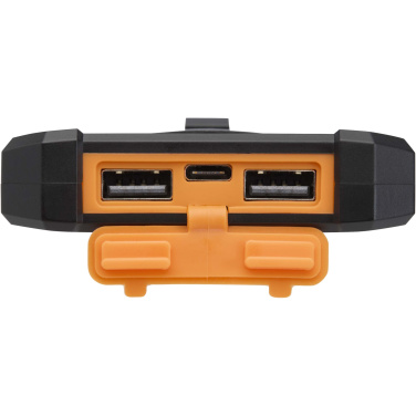 Logotrade advertising product image of: Altair 5000 mAh 10W recycled plastic rugged solar power bank with built-in torch