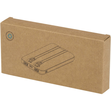 Logo trade promotional item photo of: Adhil 10.000 mAh 10W recycled plastic power bank with 2 built-in cables