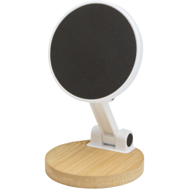 Logotrade promotional items photo of: Alcor recycled plastic foldeable magnetic phone stand with bamboo details