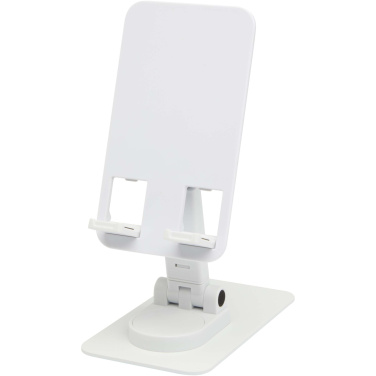 Logo trade promotional products image of: Alhena recycled plastic foldeable phone holder with metal desk stand