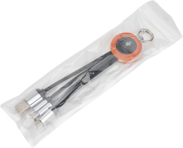Logotrade promotional item image of: 4-in-1 cable with elighted logo in a wooden casing