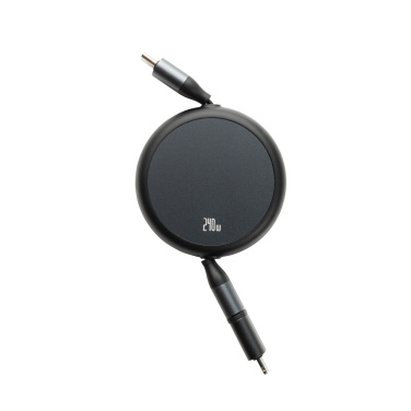 Logo trade promotional product photo of: Terra RCS recycled aluminium retractable 240W 2-in-1 cable