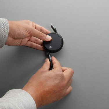 Logo trade promotional giveaways picture of: Terra RCS recycled aluminium retractable 240W 2-in-1 cable
